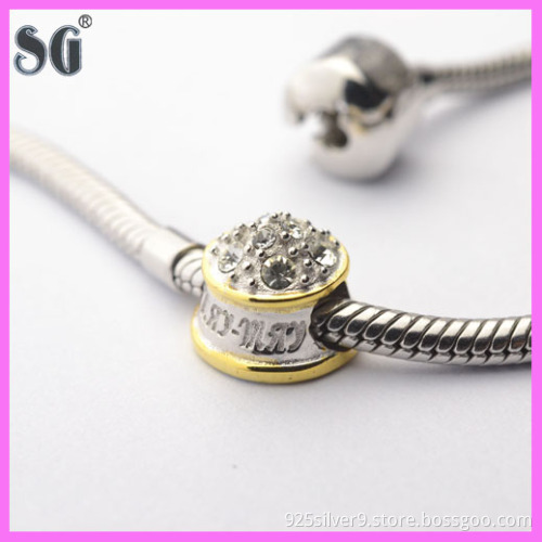 Genuine 925 Pure Silver Original Screw Thread Bead White CZ Charms fit European Bracelet Snake Chain hot Selling